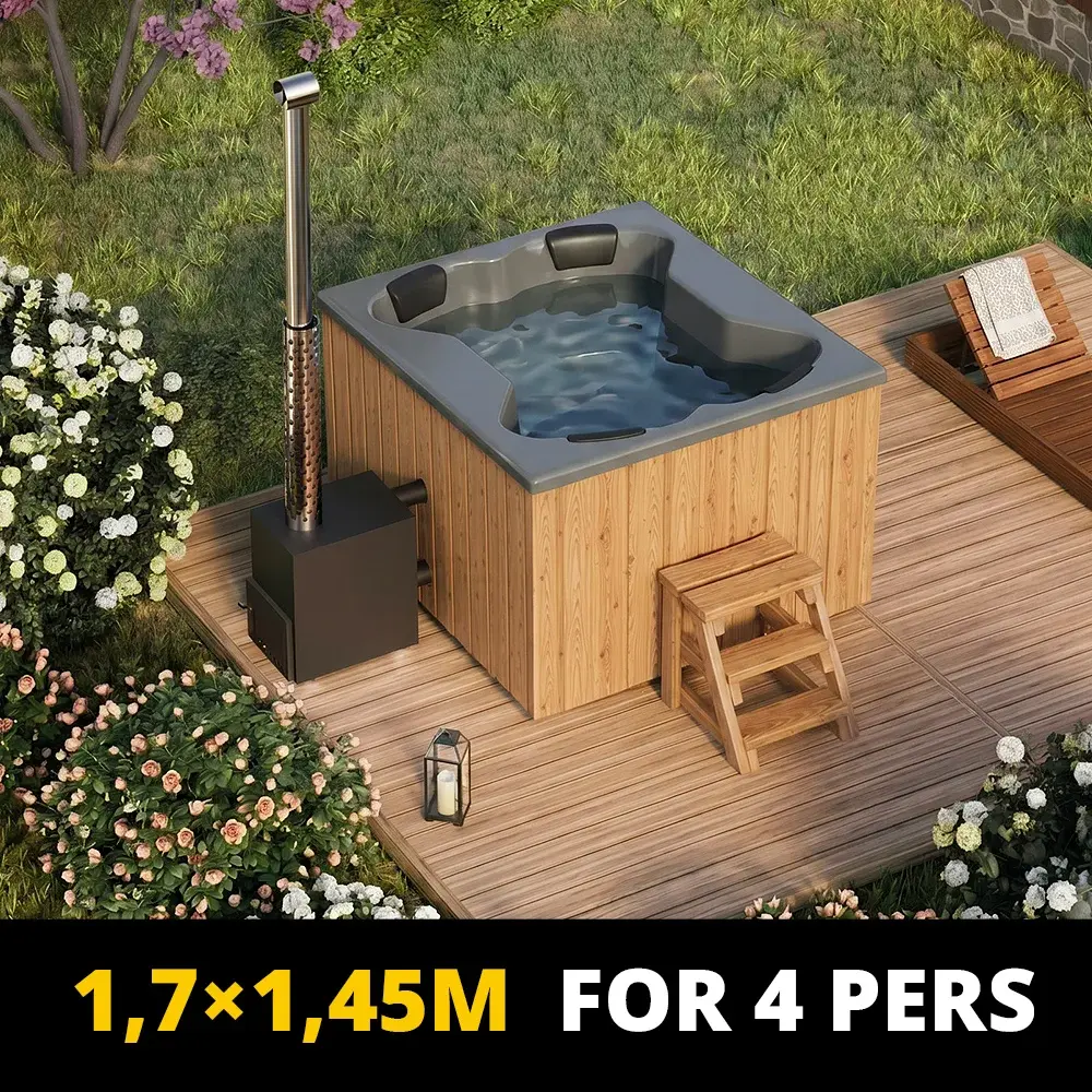 NORDIC SPA QUATTRO S (Üvegszálas fatüzelésű kültéri dézsafürdő Quattro S, 4 fő részére)