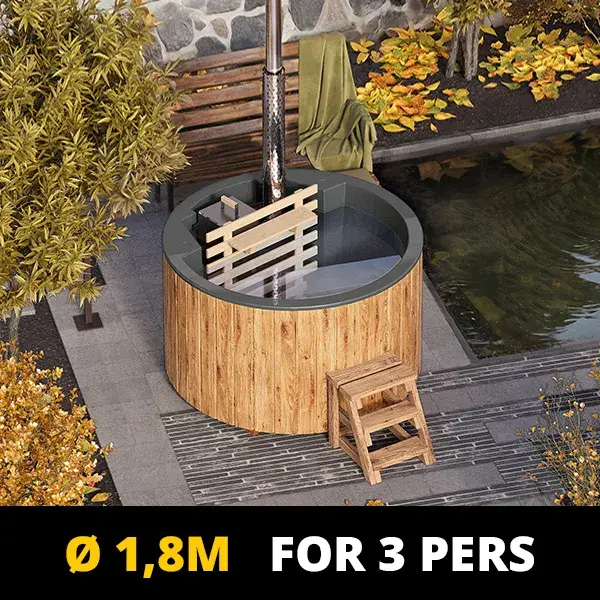 NORDIC SPA AAVA 3 [Üvegszálas Dézsafürdő kerek - 3 fő (belső fűtő)]
