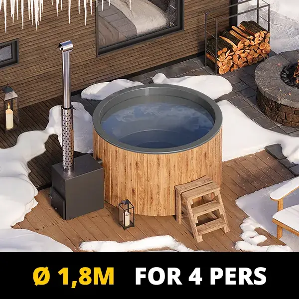 NORDIC SPA AAVA 4 [Üvegszálas Dézsafürdő kerek - 4 fő (külső fűtő)]